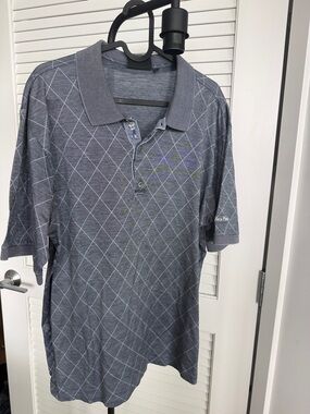 Bobby Jones Gray Diamond-Pattern Polo